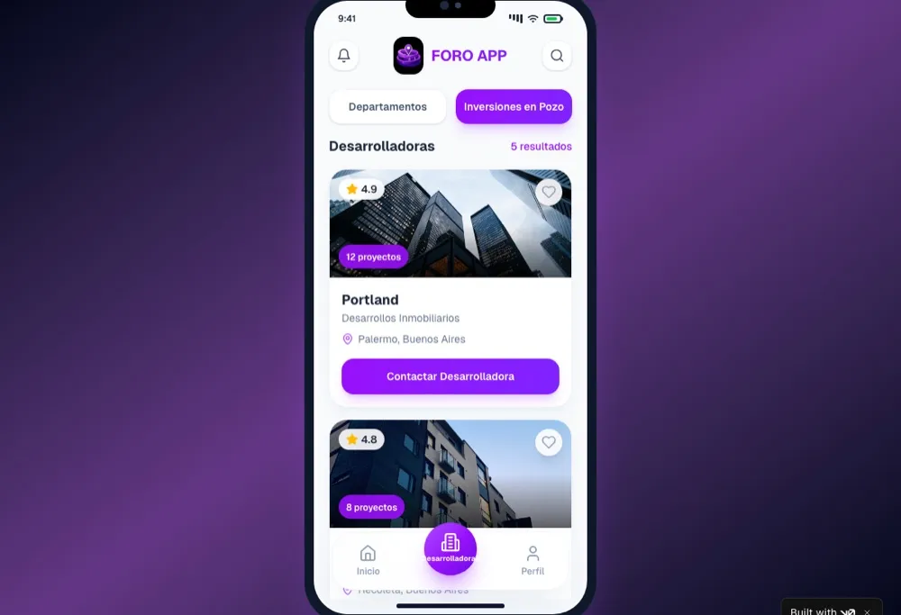 ForoApp — interfaz real de la app móvil